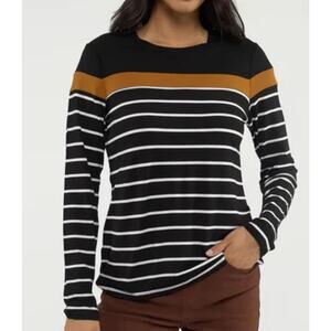 LilyCoco Women's Long-Sleeve, Crew Neck, Striped Top Size Large
